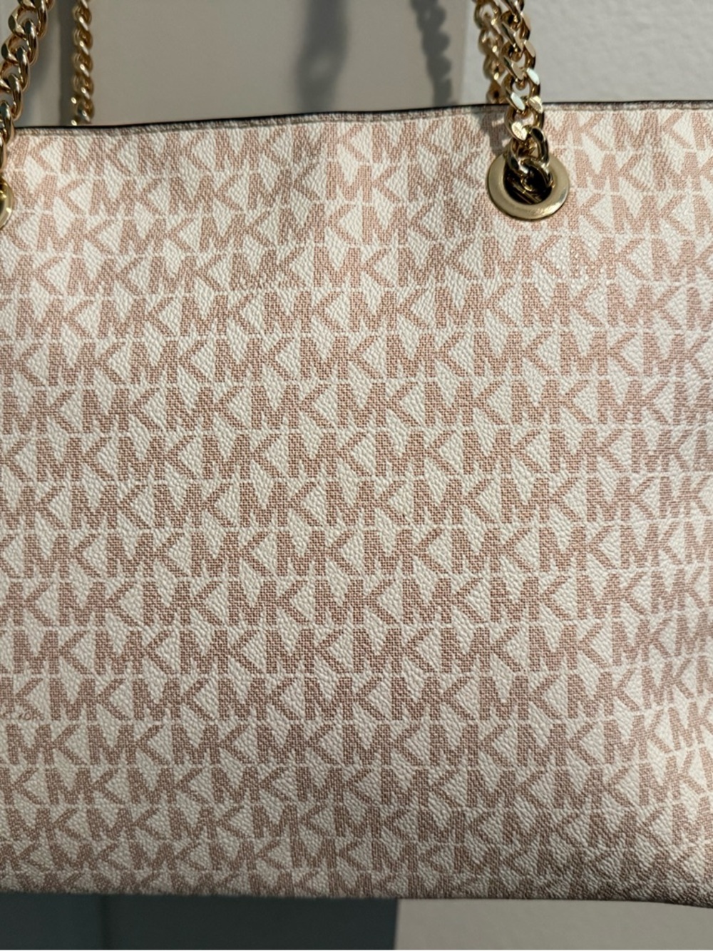 Michael Kors Blush Pink Logo Tote with Gold Chain Straps - Picture 2 of 5